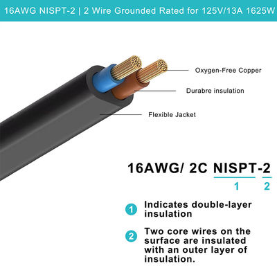 US 2-Spitzen-Männlich-Frauen-NEMA 1-15P-NEMA1-15R-CPU-PDU-Verlängerungskabel