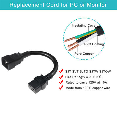 2Xc19 Stecker 20A Schwerlast Pdu 15A 250V 14 Awg bis C20 Kabel Stromkabel