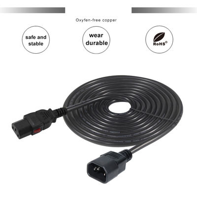 18 awg Computer-Panel Mount Iec Cord C14 männlicher Stecker zu C13 weiblicher Steckdose Stromanschluss