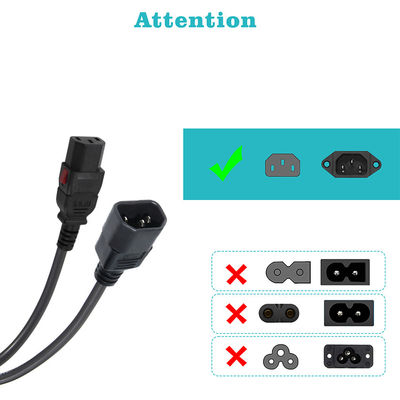 18 awg Computer-Panel Mount Iec Cord C14 männlicher Stecker zu C13 weiblicher Steckdose Stromanschluss
