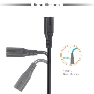Universal 2-Stift-Wechselstromkabel EU 2PIN bis IEC Weibliche C7-Steckdose 0,75MM