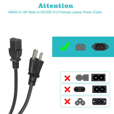 6FT Monitor Laptop Stromkabel 3Prong Nema 515P bis IEC 320 C13 für Haushaltsgeräte