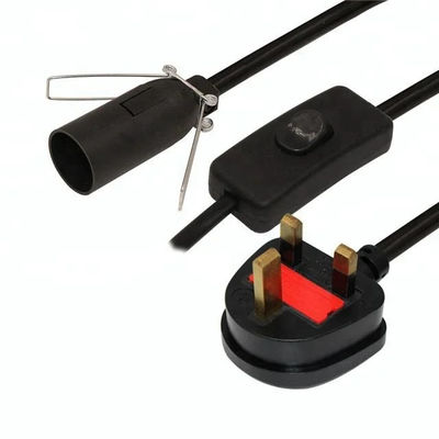 3A 5A britischer Fused 3 Pin Power Plug Salzlampenkabel mit 303 Inline Switch E14 Lampenhalter OEM/ODM