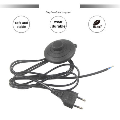 EU 2-Pin Netzkabel mit Fußschalter für Salzlampen 6FT Schwarz