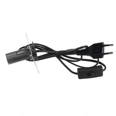 Schwarze E12 Glühbirnhalter Steckdose Elektro-Kabel EU 2 Pin Salzlampe Stromkabel mit 303 Ein-/Aus-Schalter