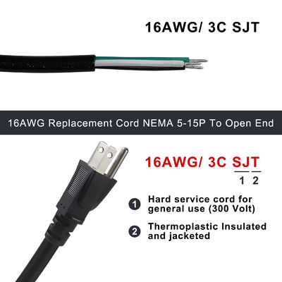 NEMA 5-15P auf 5-15R Netzkabel 0,5m SJT 16AWG 125V 15A