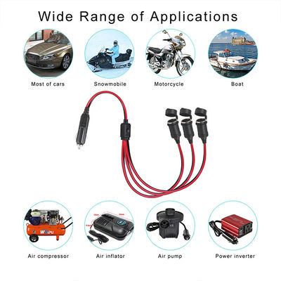 1 männlich bis 3 weiblich Auto Zigarettenverlängerungsseile Sicherung 15A 16AWG Stromkabel OEM ODM