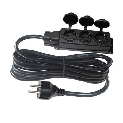 VDE 3-Stift-Stromkabel-Ersatz 3 in 1 EU 3-Pin-Mannstecker zu 3 X EU 3-Pin-Weibliche Steckdosen