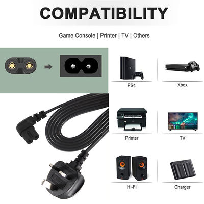 BS Computer AC Kabel Rechtswinkel C7 Standardverlängerung 3 Draht 10A 250V British Stromkabel mit PVC Jacket und IEC weibliche Endart