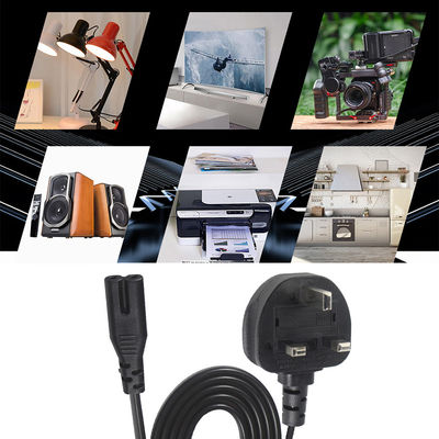 1.8M Schwarz 0,75mm BS Standard Stecker UK 3 Stift bis IEC C7 Wechselstromkabel mit individueller Länge