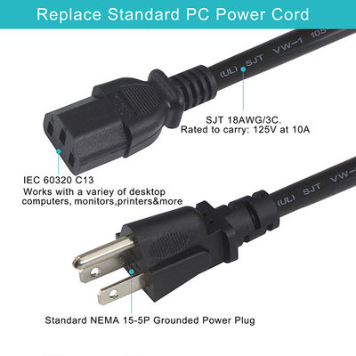 Anpassungslänge 1m Stromkabel 60w 3-Pin-Laptop-Stromkabel
