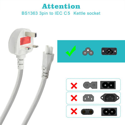 Dauerhaftes 3-Pin C5-Stromkabel für Computer mit IEC C5 weiblich