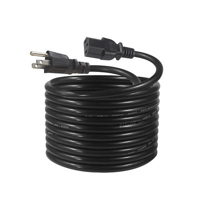 16AWG IEC320 3Pin bis C13 NEMA USA Universelles Wechselstromkabel in Schwarz/Weiß