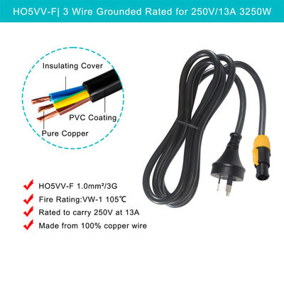 PowerCON True1 Männlich bis AU 3Pin Stecker nac3fca SAA Verlängerungskabel 1,5 mm Schwerlastkabel