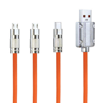 CE-zertifiziertes Ladekabel für mehrere Geräte mit 3 gleichzeitigen Ladestationen und langlebigem Nylon-Flockenkabel