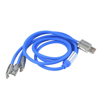 CE-zertifiziertes Ladekabel für mehrere Geräte mit 3 gleichzeitigen Ladestationen und langlebigem Nylon-Flockenkabel