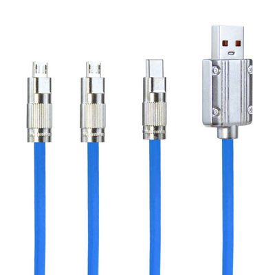 CE-zertifiziertes Ladekabel für mehrere Geräte mit 3 gleichzeitigen Ladestationen und langlebigem Nylon-Flockenkabel