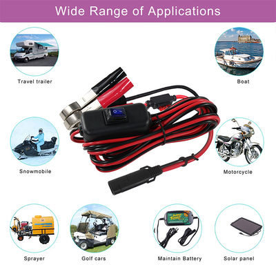 Sae Ladedrahtverlängerungskabel mit 12v Schalter ausgeschaltet 14awg zu Alligator Clip 2pin schnelle Batterie Batterie Klammern