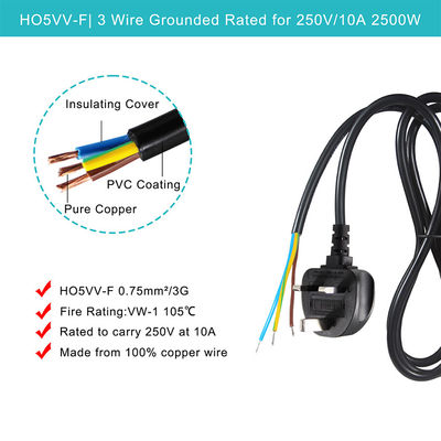 3-Kern-British Plug-Power-Cord