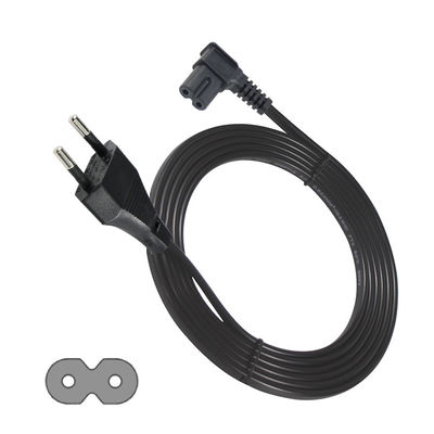 EU 2-Pin-Netzkabel auf gewinkeltes C7, VDE-geprüft, PVC/Gummi