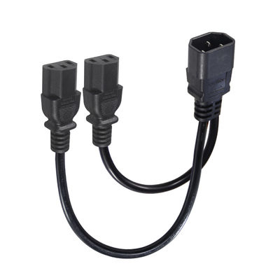 16AWG Heavy Duty C14 bis 2xC13 Stromkabel für Server/Industrieausrüstung 300V 10A ROHS-zertifizierter 3-Stift-Stecker