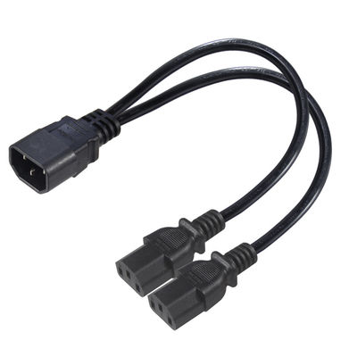 16AWG Heavy Duty C14 bis 2xC13 Stromkabel für Server/Industrieausrüstung 300V 10A ROHS-zertifizierter 3-Stift-Stecker