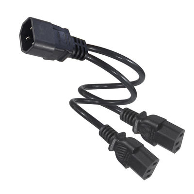 16AWG Heavy Duty C14 bis 2xC13 Stromkabel für Server/Industrieausrüstung 300V 10A ROHS-zertifizierter 3-Stift-Stecker