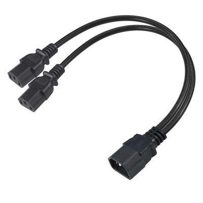 16AWG Heavy Duty C14 bis 2xC13 Stromkabel für Server/Industrieausrüstung 300V 10A ROHS-zertifizierter 3-Stift-Stecker