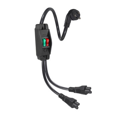 Premium-Schwerlast-Rechtswinkel-NEMA 5-15P zu Dual IEC C5 Power Splitter mit Schalter für Home Office Electronics 125V 10A