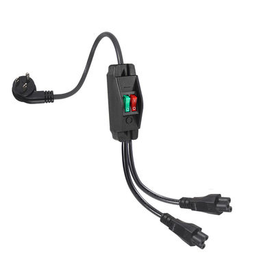 Premium-Schwerlast-Rechtswinkel-NEMA 5-15P zu Dual IEC C5 Power Splitter mit Schalter für Home Office Electronics 125V 10A