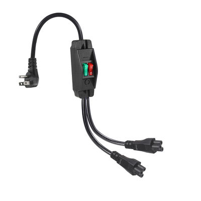 Premium-Schwerlast-Rechtswinkel-NEMA 5-15P zu Dual IEC C5 Power Splitter mit Schalter für Home Office Electronics 125V 10A