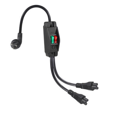 Premium-Schwerlast-Rechtswinkel-NEMA 5-15P zu Dual IEC C5 Power Splitter mit Schalter für Home Office Electronics 125V 10A
