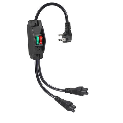 Premium-Schwerlast-Rechtswinkel-NEMA 5-15P zu Dual IEC C5 Power Splitter mit Schalter für Home Office Electronics 125V 10A