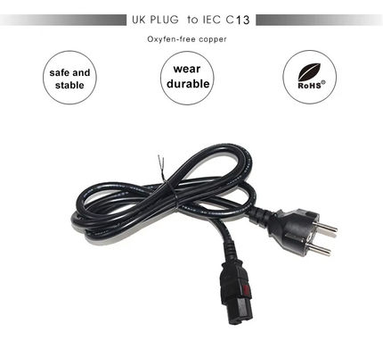 Zertifiziertes EU 2Pin bis C15 Stromkabel 10A 250V mit VDE/CE-Sicherheit für Haushaltsgeräte und Server-Rack (1.2M Heavy Duty)