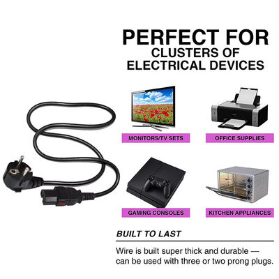 VDE-zertifizierte EU 2Pin bis C15 Stromkabel 10A 250V 1,2M