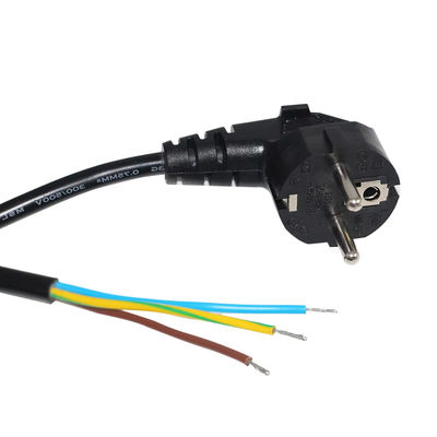 Europäische Schuko-Stecker mit offenem Stromanschluss 10A 250V Kautschukkabel für Industrie-/Hausnutzung CE RoHS-konform