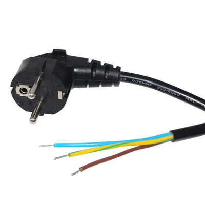 Europäische Schuko-Stecker mit offenem Stromanschluss 10A 250V Kautschukkabel für Industrie-/Hausnutzung CE RoHS-konform