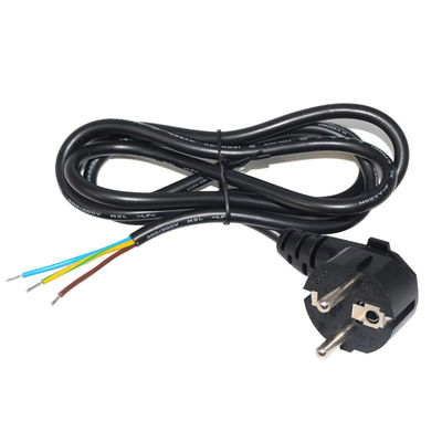 Europäische Schuko-Stecker mit offenem Stromanschluss 10A 250V Kautschukkabel für Industrie-/Hausnutzung CE RoHS-konform