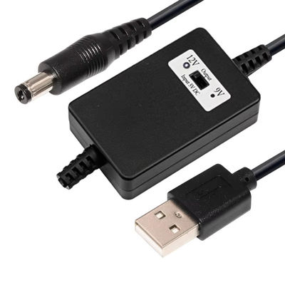 USB-A-Mann-zu-DC5.5*2.1mm-Spannung-Step-Up-Kabel 5V bis 9V/12V-Wandler für Stromversorgungsgeräte mit Überlastschutz