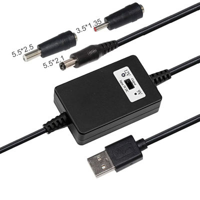 USB-A-Mann-zu-DC5.5*2.1mm-Spannung-Step-Up-Kabel 5V bis 9V/12V-Wandler für Stromversorgungsgeräte mit Überlastschutz