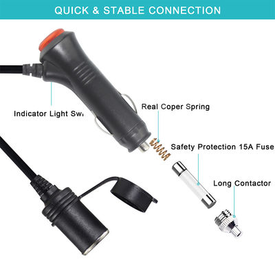 12V/24V Autosigarette-Züchter-zu-Steckdose-Verlängerungskabel mit doppelten USB-Anschlüssen für Ladegeräte für Wohnwagen 10A 3Meter CE-zertifiziert