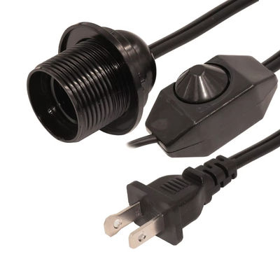Dauerhaftes Flammschutz-Stecker-Adapterkabel mit E26-Glühlampenanschluss und Inline-Dimmerschalter, NEMA 1-15P zu E26-Wandler