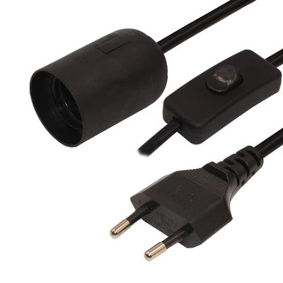 Dauerhaftes EU-Stecker-E27-Glühbirnenkabel mit 303 Schalter und 2-Stick-Steckdose für Innen-/Außenbeleuchtung - CE-Zertifiziert (220-240V)