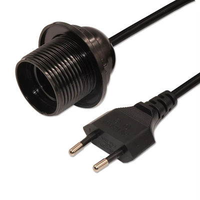 Verstellbares EU-Stecker E26-Glühlamtkabel mit Dreh- und Dämpferknopf für Heimbeleuchtung, 250V 4A CE-Zertifiziert (schwarz)