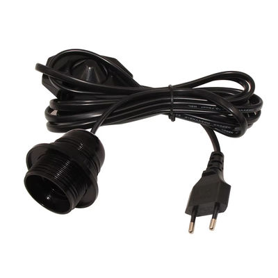 Verstellbares EU-Stecker E26-Glühlamtkabel mit Dreh- und Dämpferknopf für Heimbeleuchtung, 250V 4A CE-Zertifiziert (schwarz)