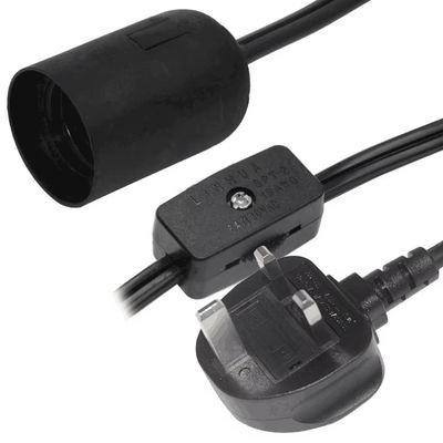 Großbritannien Stecker E27 Steckdose-Adapterkabel mit Ein-/Aus-Schalter, Glühbirnenhalterwandler für Tischlampen, 10A 250V
