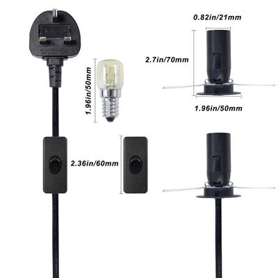 E14 Steckdosenwandlerkabel mit UK Plug & 303 Schalter, 250V 3A für Vintage-Leuchten