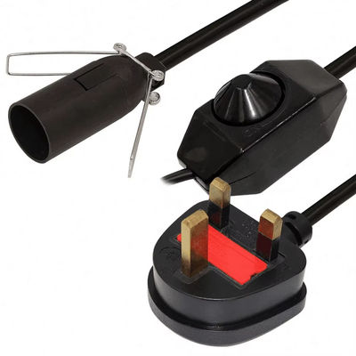 UK Stecker E14 Glühbirnenhalter Adapterkabel mit verstellbarem Dimmer-Schalter & CE-Zertifizierung - BS1363 Standard Sicherheitsbeleuchtung Zubehör