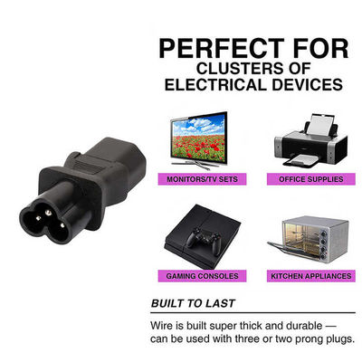 Hochstromuniversaler C13 bis C6 Stromadapter Stecker 3-Stick-Eingang für Rechenzentrum/Bürogeräte 100-240V 10A CE-zertifiziert
