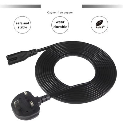 UK zu C7 Stromkabel 1.5M 250V 2.5A 18AWG Flexibles PVC für Nintendo Switch/Lautsprecher/Laptop-Stromversorgungsadapter